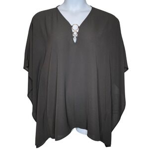 MICHAEL MICHAEL KORS Black Sheer Flowy Poncho Top Size L/XL Oversized Going Out